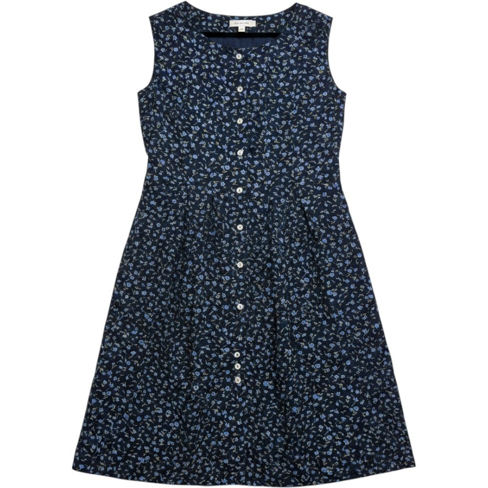 Robbie Bee Floral Midi Dress Womens 16 Navy Blue Button Front 90s Vintage